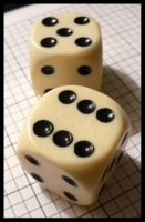 Dice : Dice - 6D - Large 1.5 Inch Pipped Ivory with Black Pips  - SK Collection Buy Nov 2010
